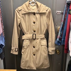 Michael Kors Petite XS hooded belted trench coat with lining